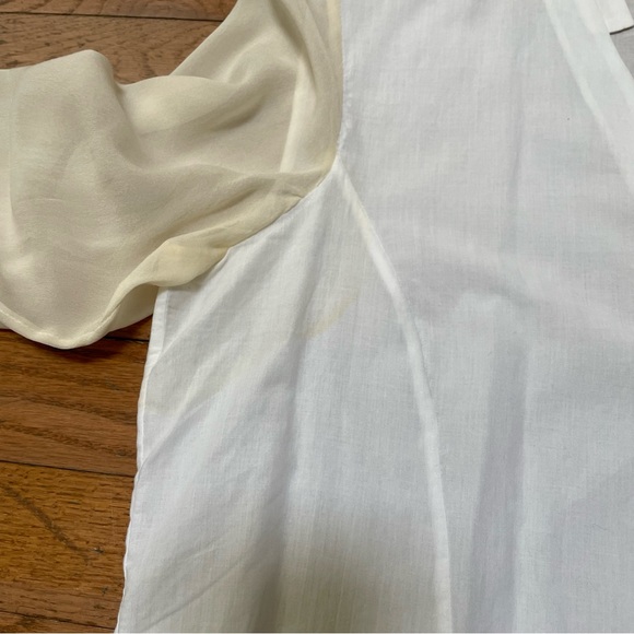 Helmut Lang Womens Element Sheer Hem Shirt Collared V-neck Cotton/Silk Sz L - Picture 9 of 11